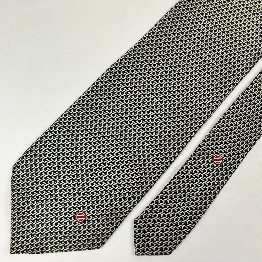 Ermenegildo Zegna Mens Tie Traditional Modern Geometric Print Silk Classic Cut